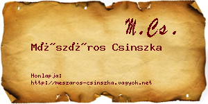 Mészáros Csinszka névjegykártya
