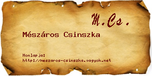 Mészáros Csinszka névjegykártya